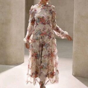 Elegant High-End French Style 3D Floral Textured Fabric Stand Collar